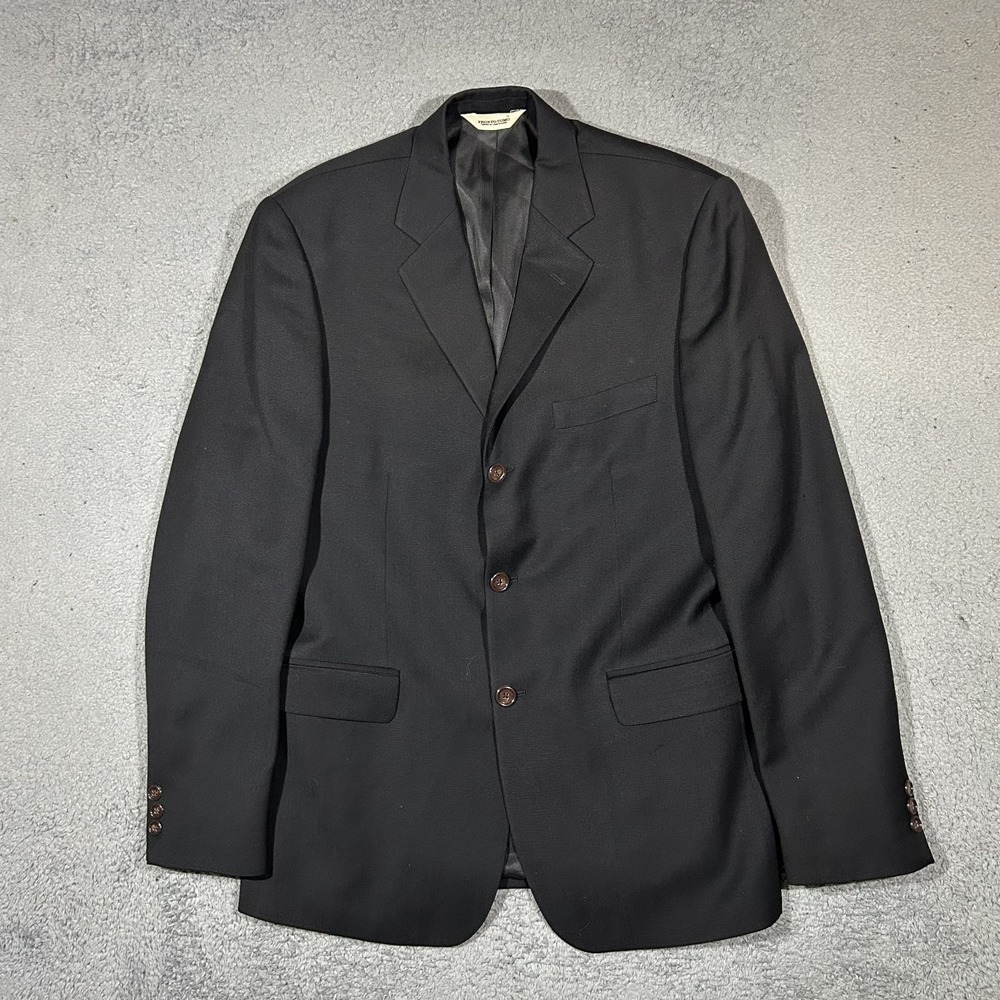 Pronto Uomo Black Suit Jacket Blazer Men's Size 41 3 Button Classic Formal Wool
